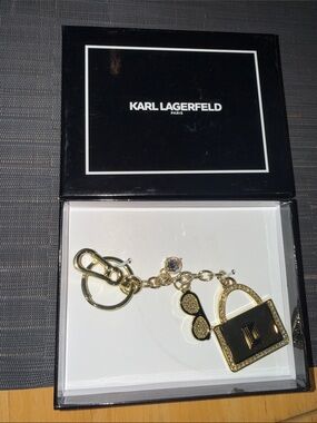 Karl Lagerfeld Gold and Black Handbag & Charm Keyring
